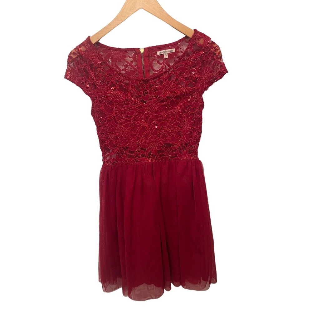 CHARLOTTE RUSSE Lace Sequin and Tulle Dress